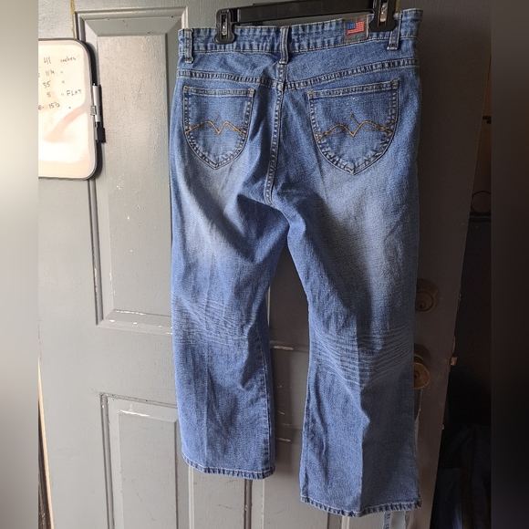 Vintage Y2K Embroidered Bootleg Crop Apollo Jeans sz 15/16 - Picture 11 of 13